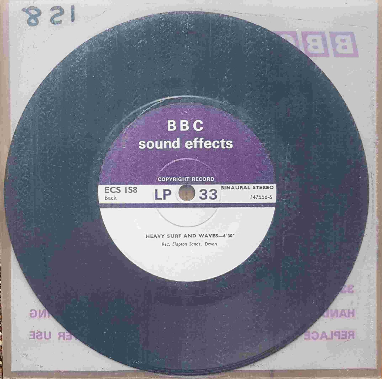 Picture of ECS 1S8 Seawash / Heavy surf and waves by artist Not registered from the BBC records and Tapes library